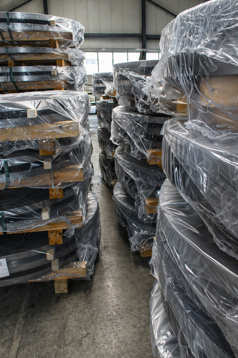 Verpackte Coils nach dem Verpackungsprozess