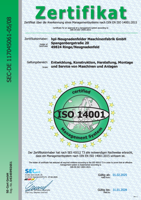 Zertifikat ISO 14001