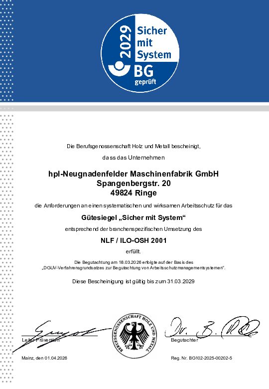 Urkunde Gütesiegel „Sicher mit System“