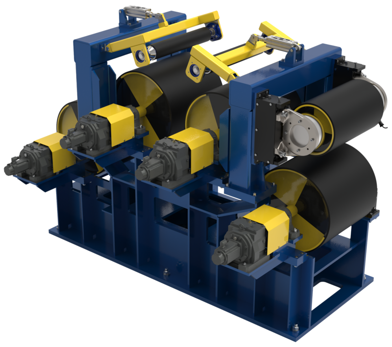 Detailansicht der Rollen eines S-Rollengerüsts
